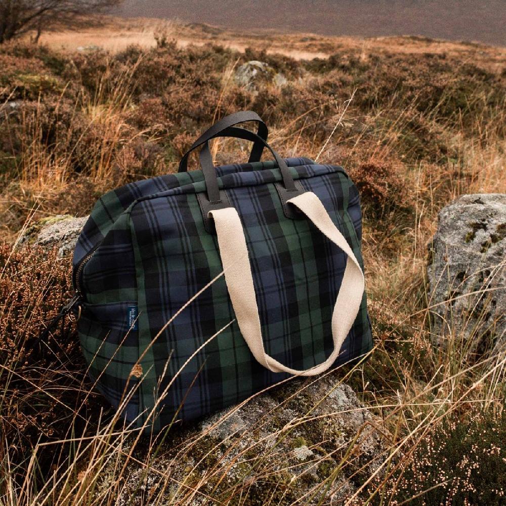 Bleu De Chauffe Sac Voyage Aviateur Missak - Tartan Bleu Marine - Bleu De Chauffe