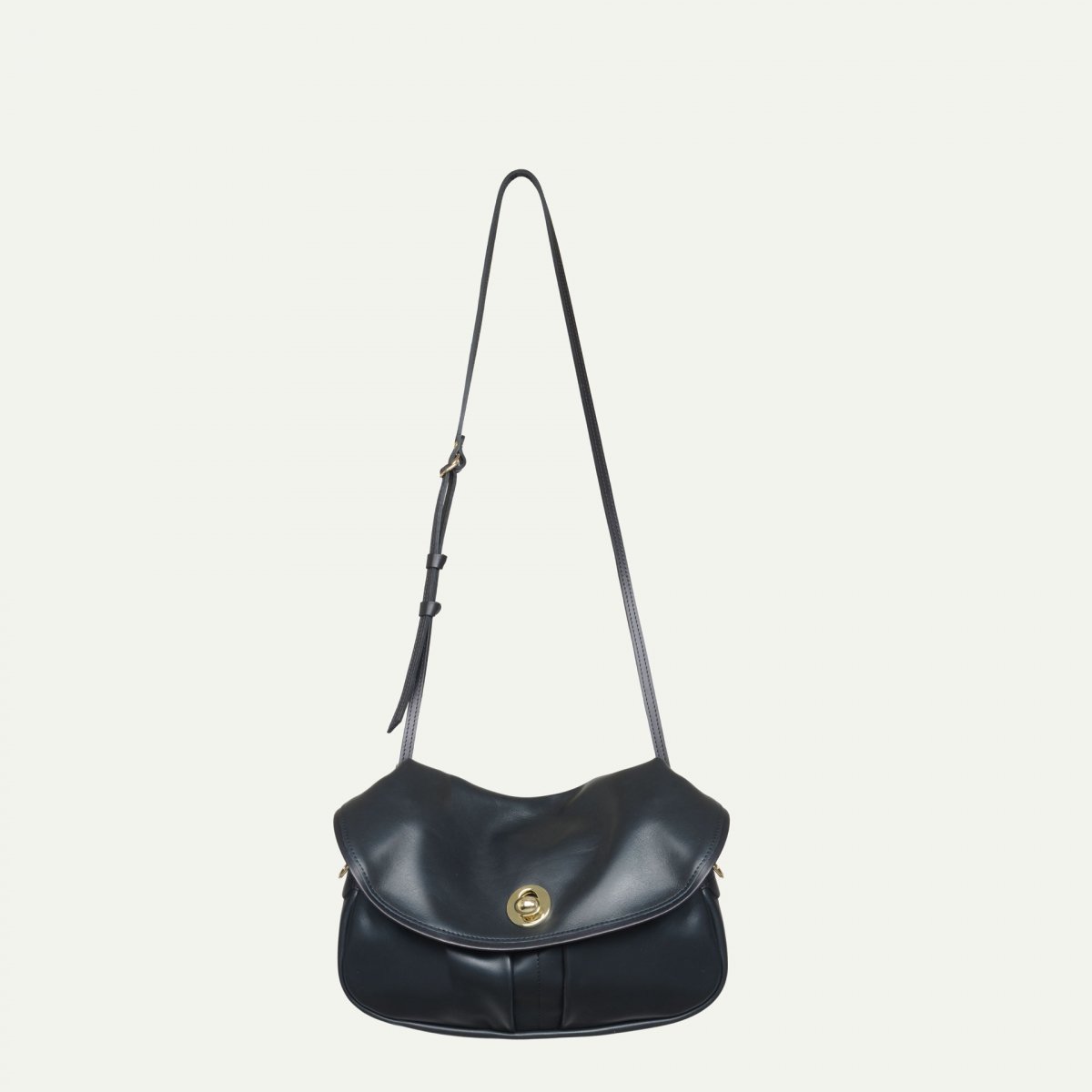 bleu de chauffe Soft Musette S Janice - Noir - sac à main cuir femme Made in France