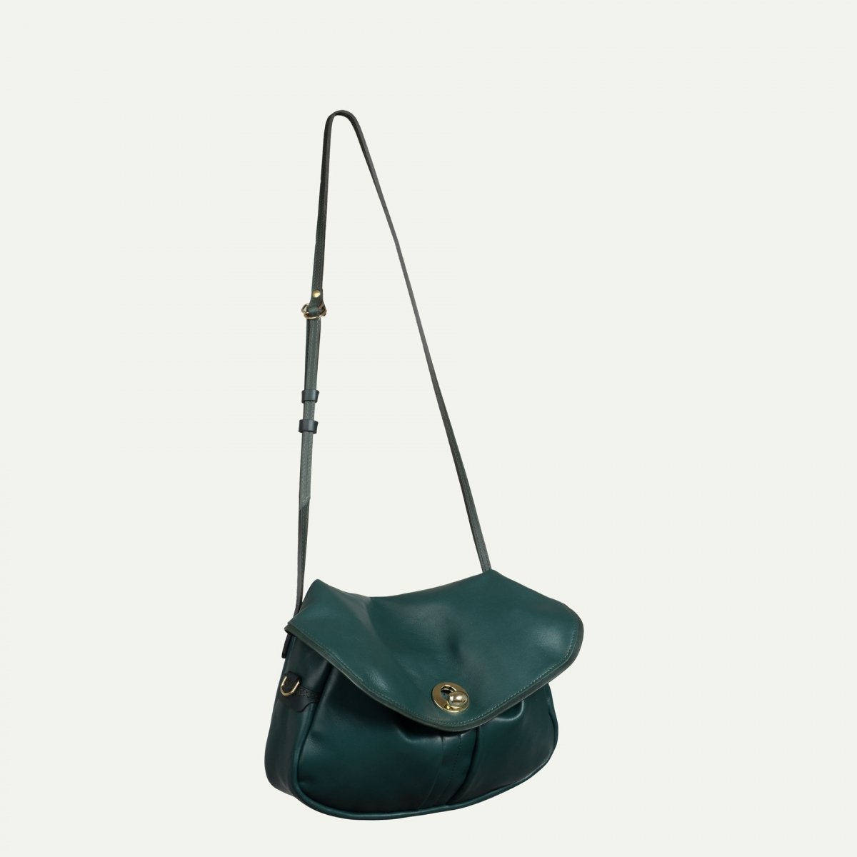 Bleu De Chauffe Soft Musette S Janice - Vert Serpentine - Sac à Main Cuir Femme Bleu De Chauffe