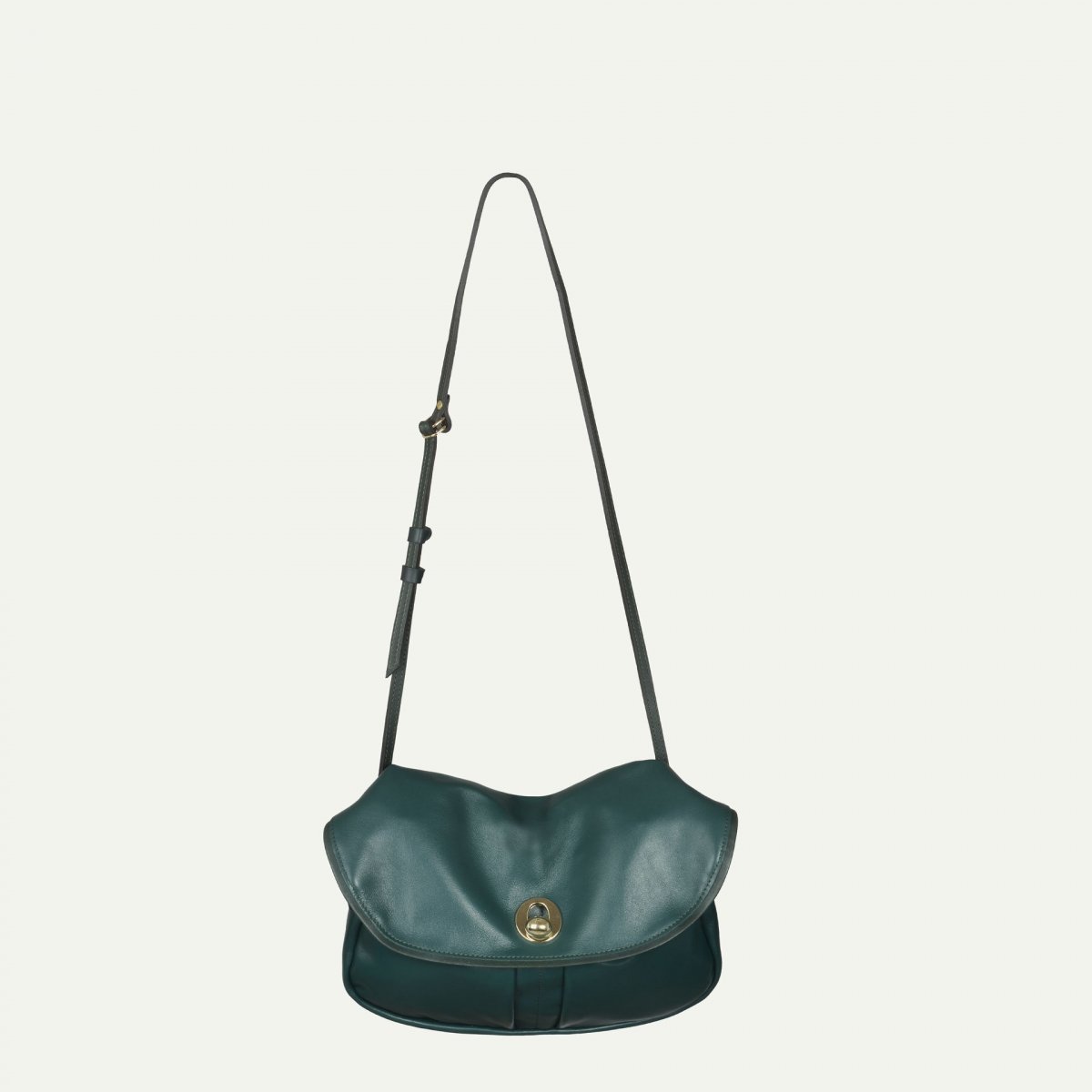 bleu de chauffe Soft Musette S Janice - Vert Serpentine - sac à main cuir femme Bleu de Chauffe