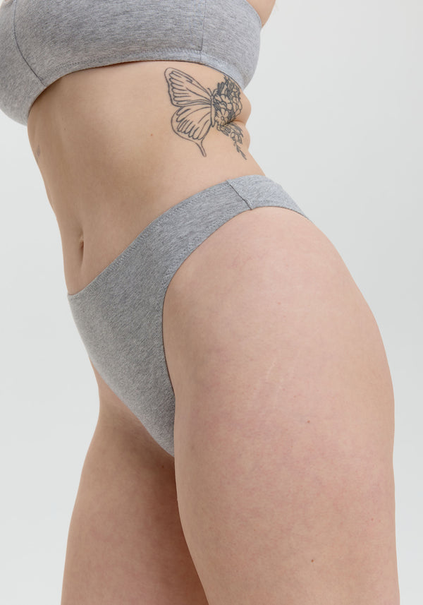 Blush Lingerie Bikini Échancré The Cotton Pour Femmes Gris Chiné