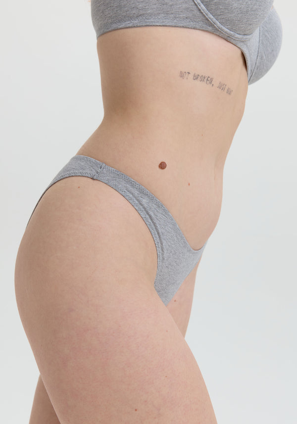 Blush Lingerie Bikini Taille Basse The Cotton Pour Femmes Gris Chiné