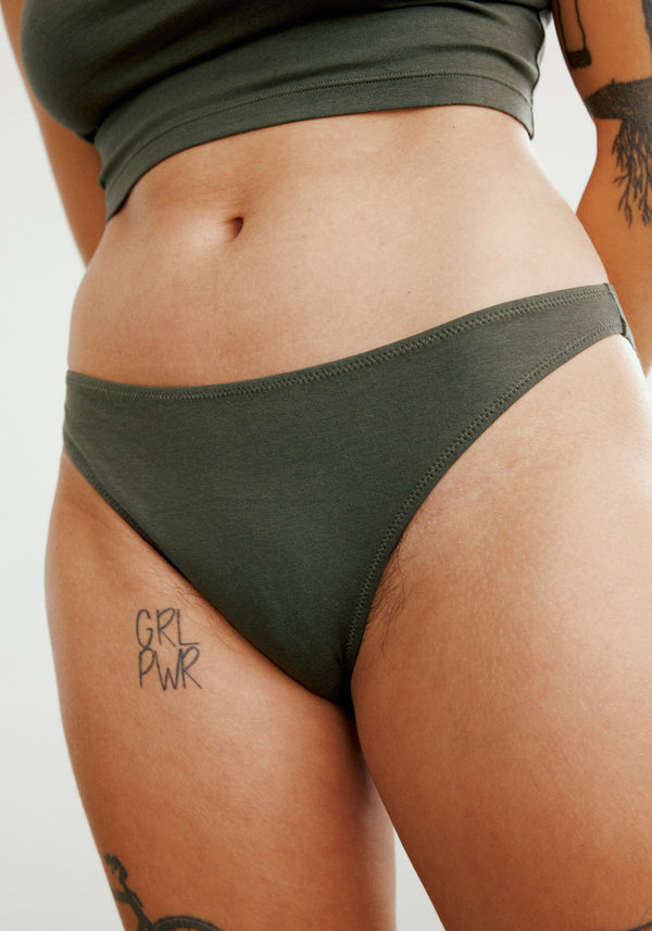 blush lingerie Bikini Taille Basse The Cotton Pour Femmes Vert Forêt