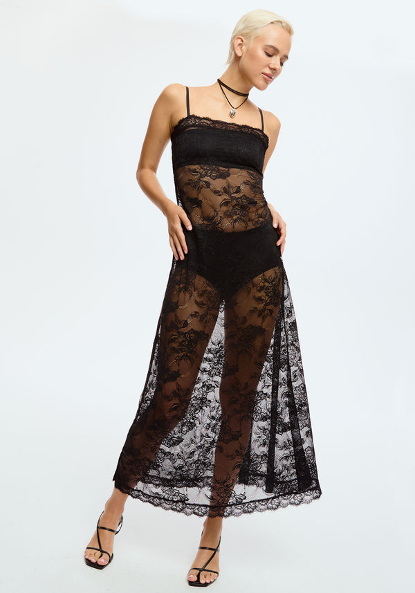 blush lingerie Robe Longue Venus Pour Femmes Noir