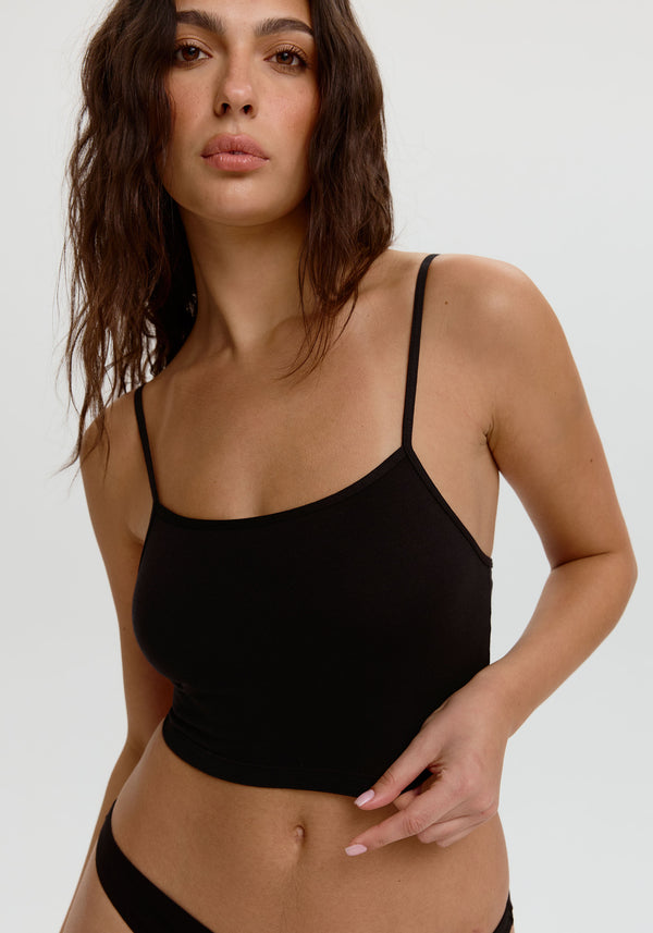 blush lingerie Cami Courte The Cotton Pour Femmes Noir