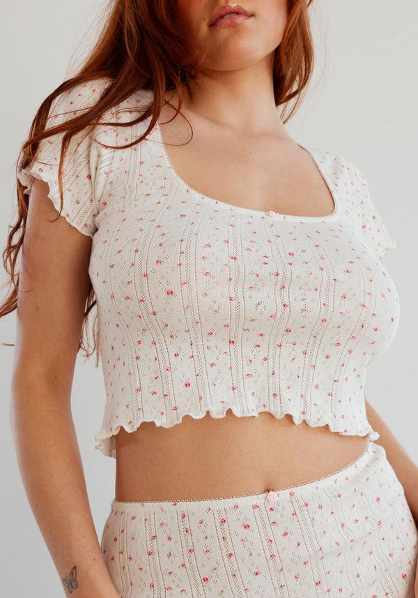 blush lingerie Haut Court Coton Pointelle Dream Pour Femmes Rose Thé