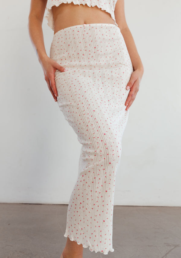 blush lingerie Jupe Midi Coton Pointelle Dream Pour Femmes Rose Thé