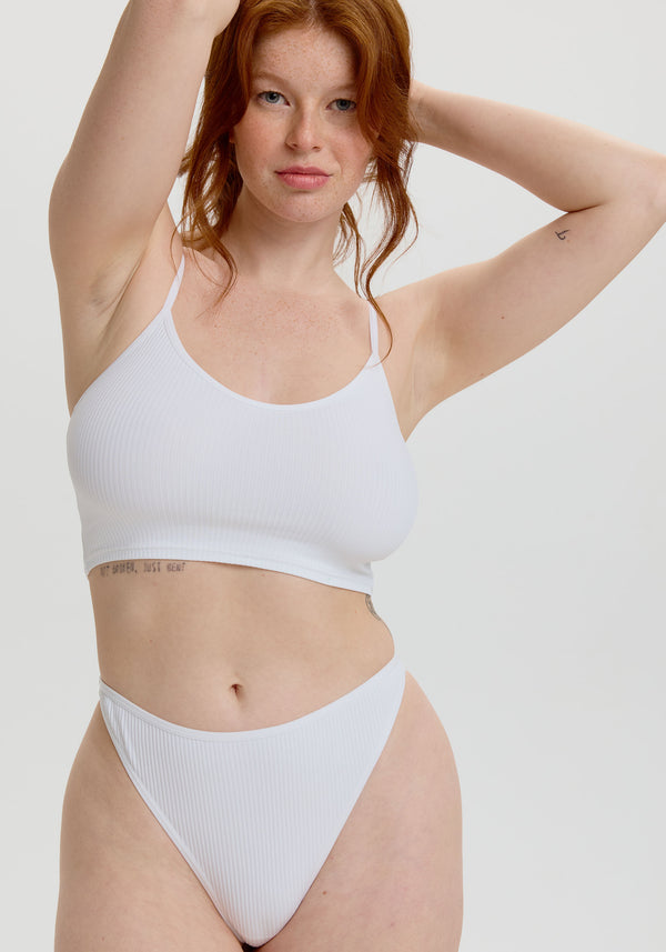 Blush Lingerie Tanga Échancré The Rib Pour Femmes Blanc