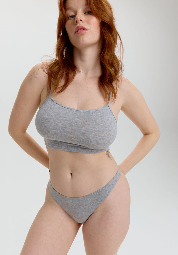 Blush Lingerie Tanga Taille Basse The Cotton Pour Femmes Gris Chiné