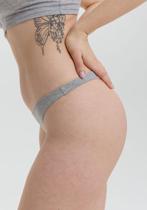 Blush Lingerie Tanga Taille Basse The Cotton Pour Femmes Gris Chiné