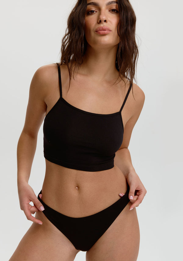 Blush Lingerie Tanga Taille Basse The Cotton Pour Femmes Noir