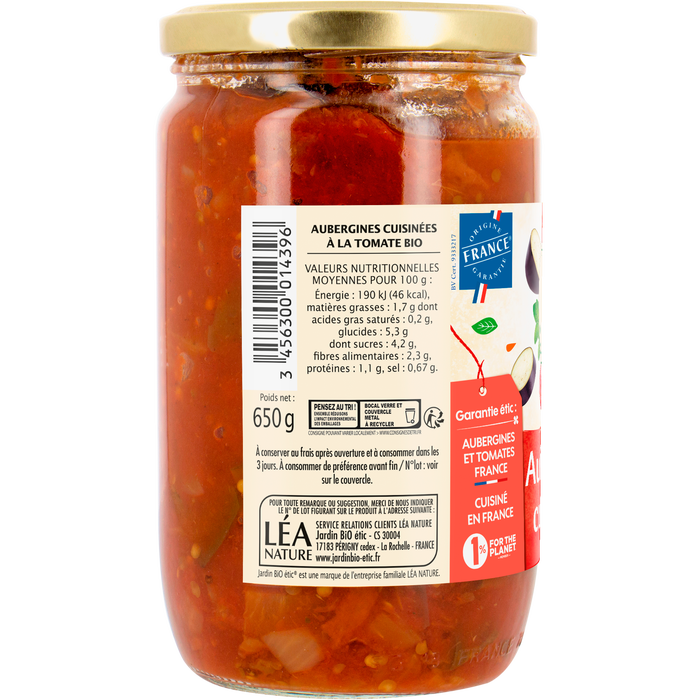 Boho Cosmetics Aubergines Cuisinées à La Tomate Bio - Jardin Bio Étic