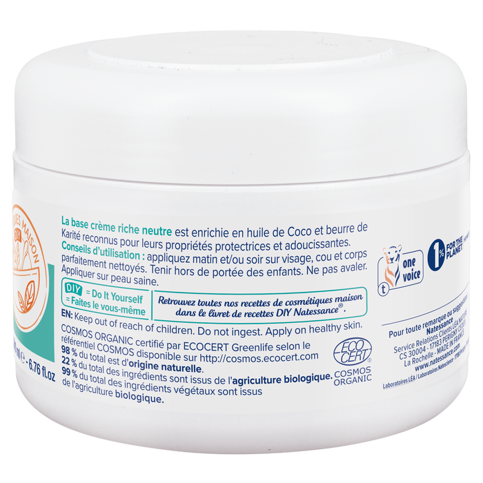 Boho Cosmetics Base Crème Neutre Riche 200ml - Natessance