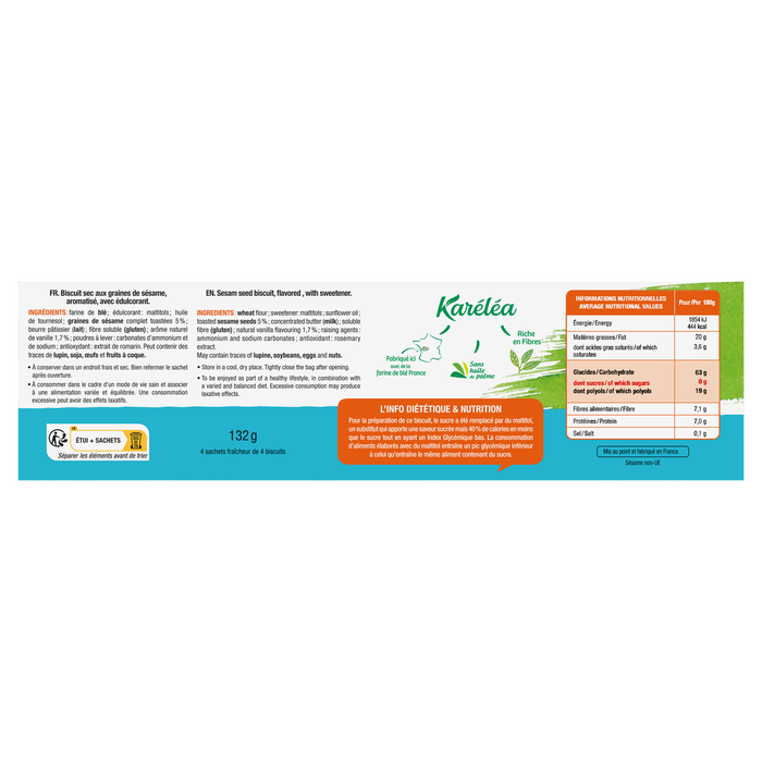 Boho Cosmetics Biscuit Sésame Vanille Sans Sucres - Karéléa