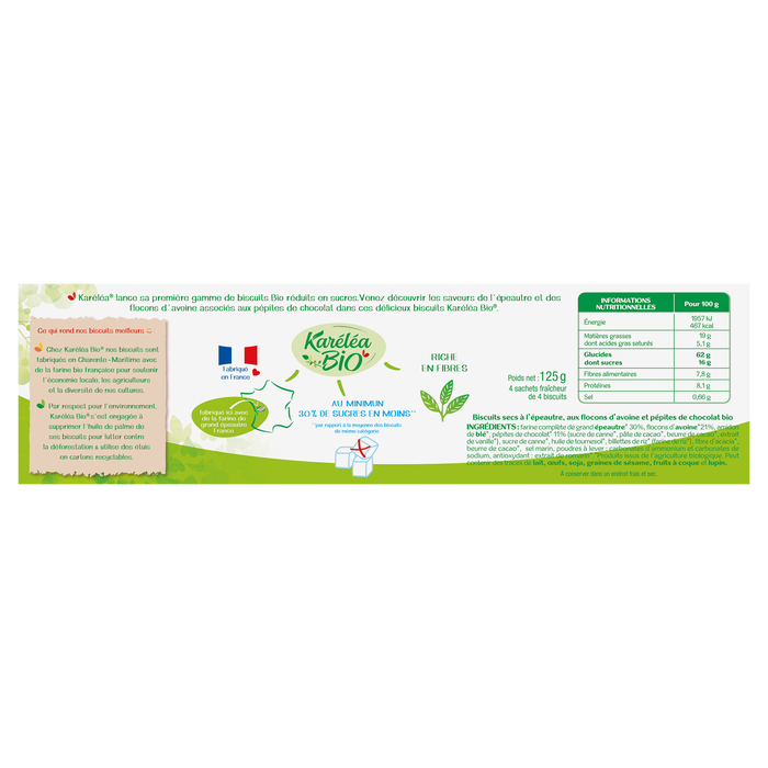Boho Cosmetics Biscuits Épeautre Avoine Pépites Bio Réduits En Sucres 125g - Karéléa