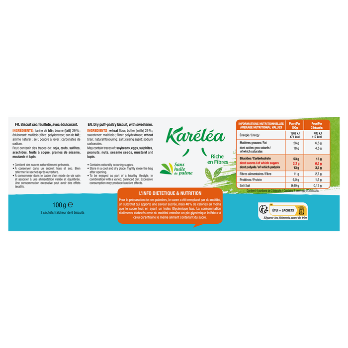 Boho Cosmetics Biscuits Palmiers Dorés Sans Sucres Ajoutés - Karéléa