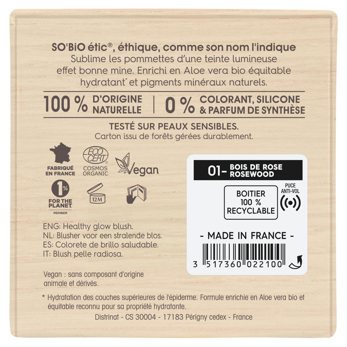 Boho Cosmetics Blush Bonne Mine - 01 Bois De Rose - SO'BiO étic