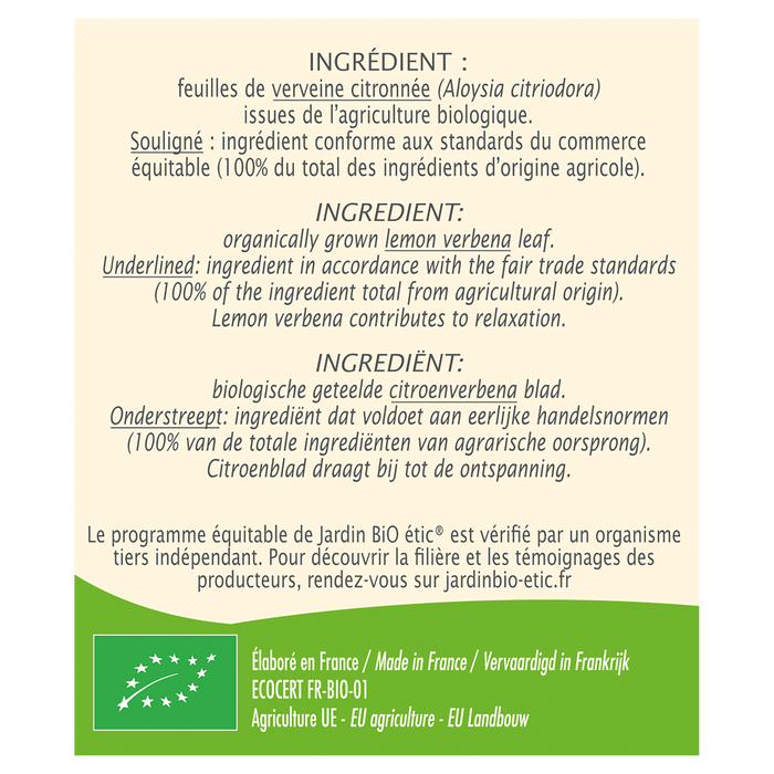 Boho Cosmetics Infusion Verveine - Jardin Bio Étic