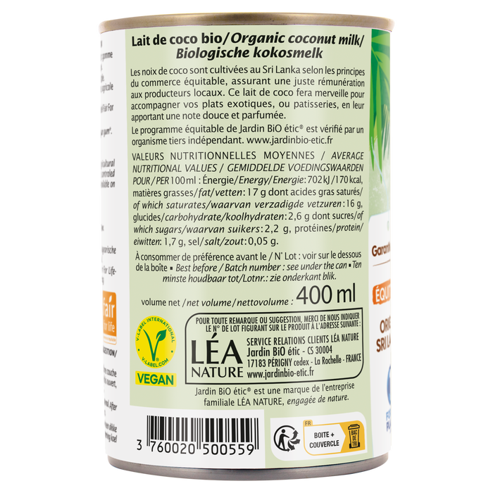 Boho Cosmetics Lait De Coco Bio - Jardin Bio Étic