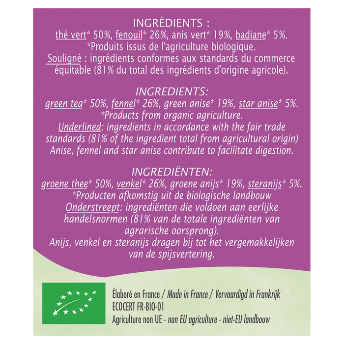 Boho Cosmetics Thé Vert Digestion - Jardin Bio Étic