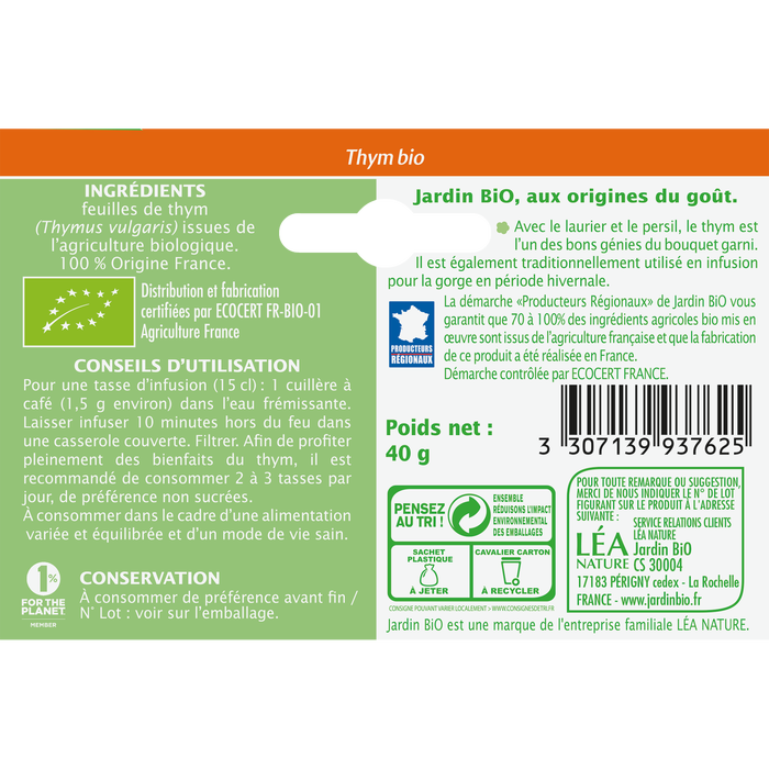 Boho Cosmetics Thym Bio En Sachet - Jardin Bio Étic