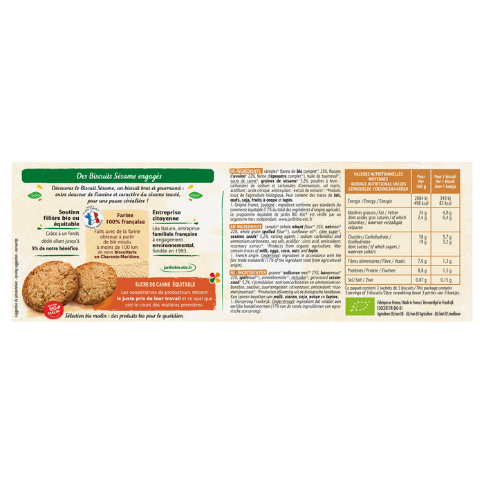 Boho Cosmetics Vente Biscuits Sésame Bio - Biscuits