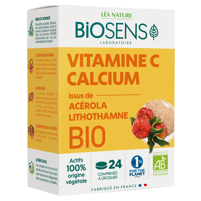 Boho Cosmetics Comprimé à Croquer Vitamine C Calcium Lithothamne Acérola - 24 Comprimés - Biosens