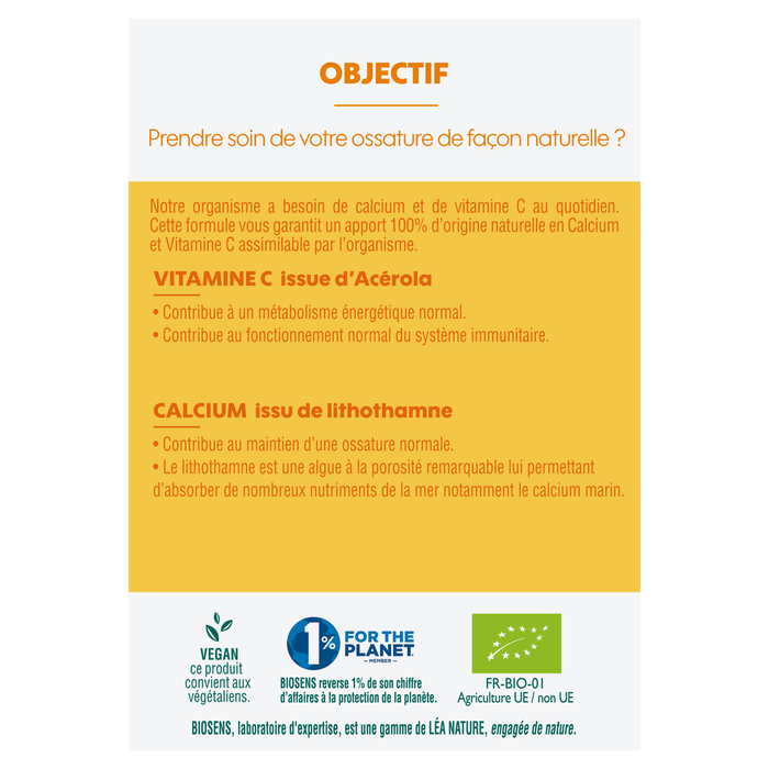 Boho Cosmetics Comprimé à Croquer Vitamine C Calcium Lithothamne Acérola - 24 Comprimés - Biosens