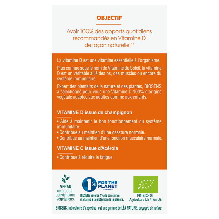 Boho Cosmetics Comprimé à Croquer Vitamine D De Champignon - Biosens
