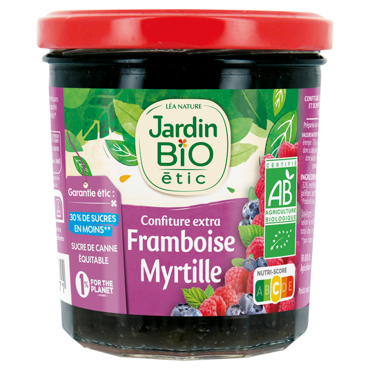 boho cosmetics Confiture extra Framboise Myrtille - bio 320g - Jardin BiO étic
