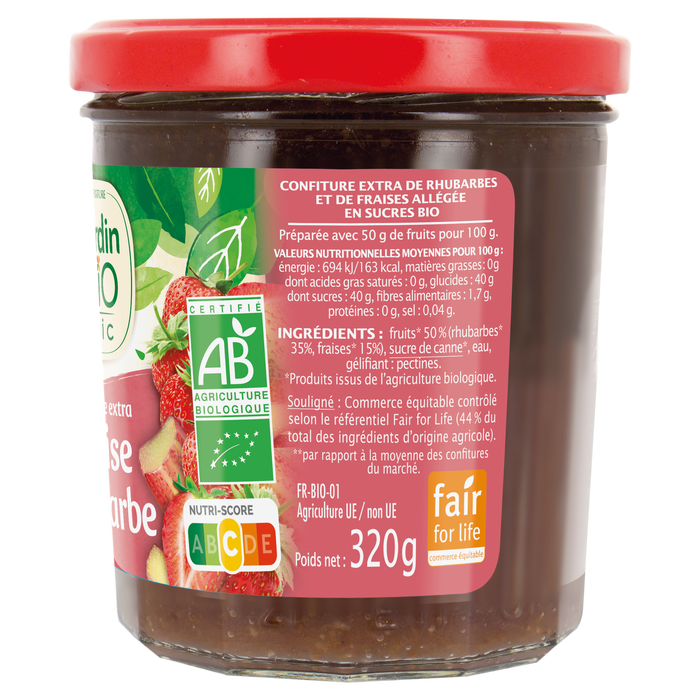 Boho Cosmetics Confiture Extra Rhubarbe Fraise - Bio 320g - Jardin BiO étic