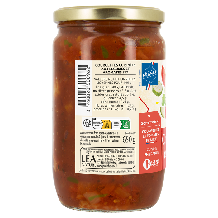 Boho Cosmetics Courgettes Cuisinés Bio - Jardin Bio Étic