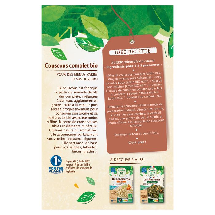 Boho Cosmetics Couscous Complet Grain Moyen Bio - Jardin Bio Étic