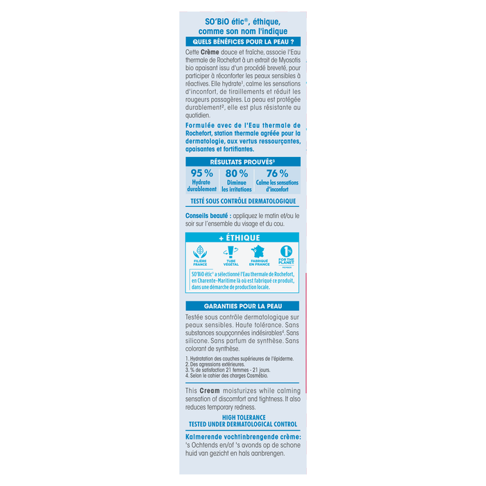 Boho Cosmetics Crème Hydratante Apaisante La Source Thermale De Rochefort - SO'Bio étic