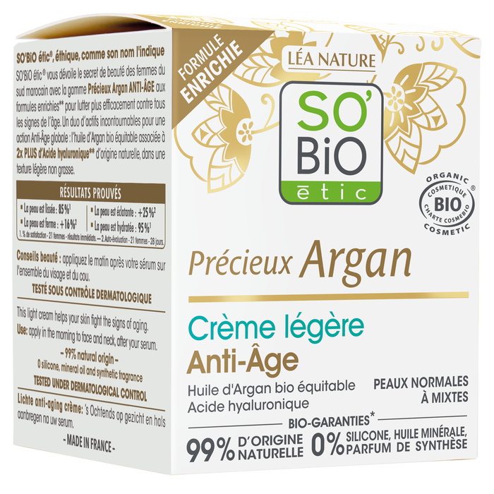 Boho Cosmetics Crème Légère Anti-Âge Jour - Précieux Argan - SO'BiO étic