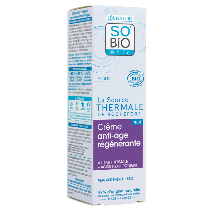 Boho Cosmetics Crème Nuit Anti-âge Régénérante La Source Thermale De Rochefort - SO'BiO étic