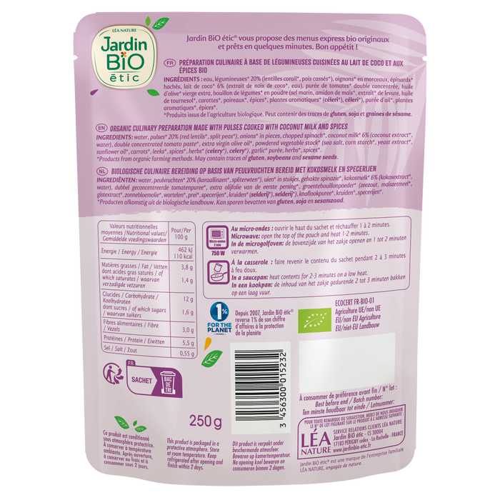 Boho Cosmetics Dahl Lentilles Corail Et Pois Cassés 250g - Jardin BiO étic