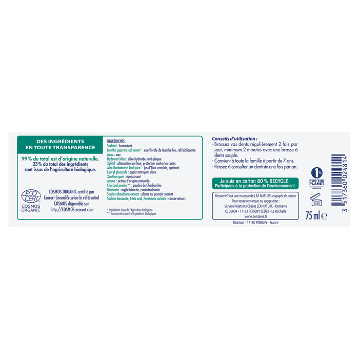 Boho Cosmetics Dentifrice Blancheur Et Détox 75ml - Dentavie