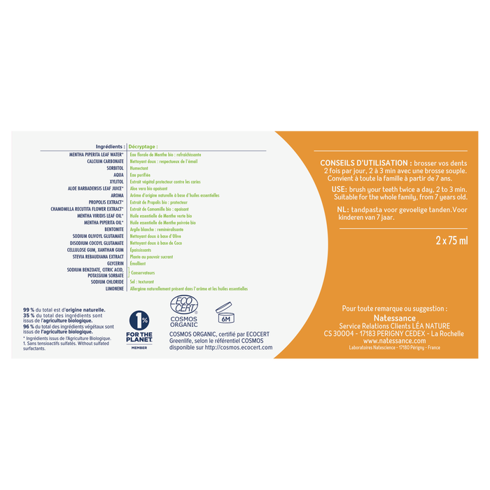 Boho Cosmetics Dentifrice Soin Complet Lot De 2x75ml