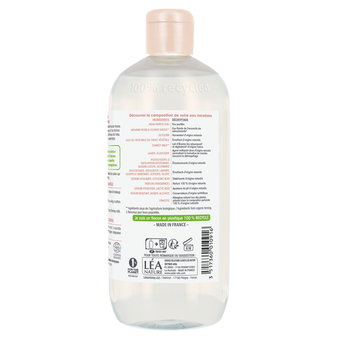 Boho Cosmetics Eau Micellaire Lactée - Mon Lait D'Ânesse - SO'BiO étic