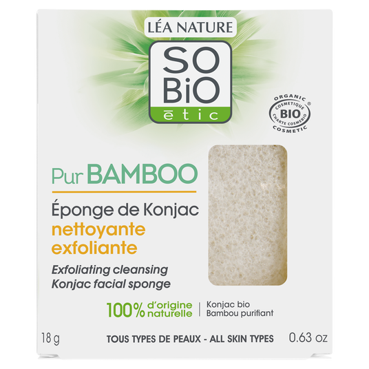 boho cosmetics Eponge de Konjac nettoyant exfoliante - Pur Bamboo - SO BiO étic