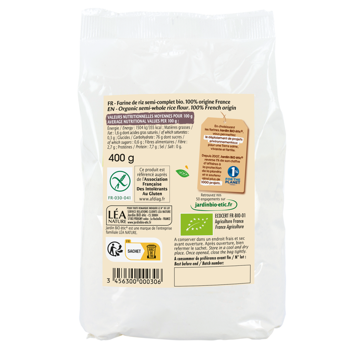 Boho Cosmetics Farine De Riz Semi-complet Bio Sans Gluten - Jardin Bio Étic