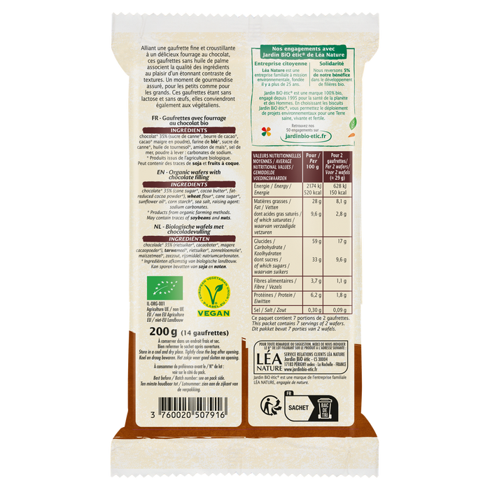Boho Cosmetics Fines Gaufrettes Chocolat - Jardin Bio Étic