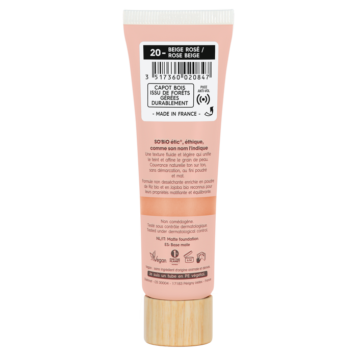 Boho Cosmetics Fond De Teint Matifiant - 20 Beige Rosé - SO'BiO étic
