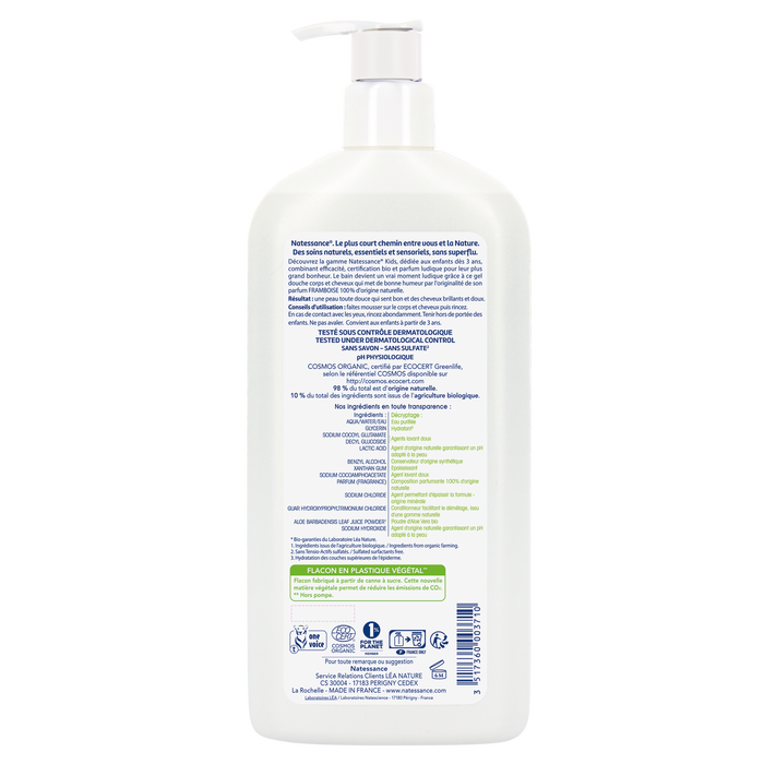 Boho Cosmetics Gel Douche Corps Et Cheveux Framboise Bio 500 Ml - Natessance Kids