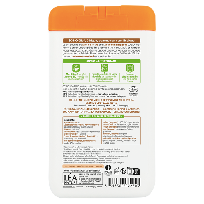 Boho Cosmetics Gel Douche Hydratant¹ Miel De Fleurs Et Abricot Bio450 Ml- SO'BiO étic