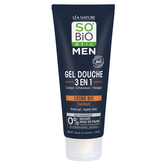 boho cosmetics Gel douche Men 3 en 1 Cèdre bio - So'BiO étic