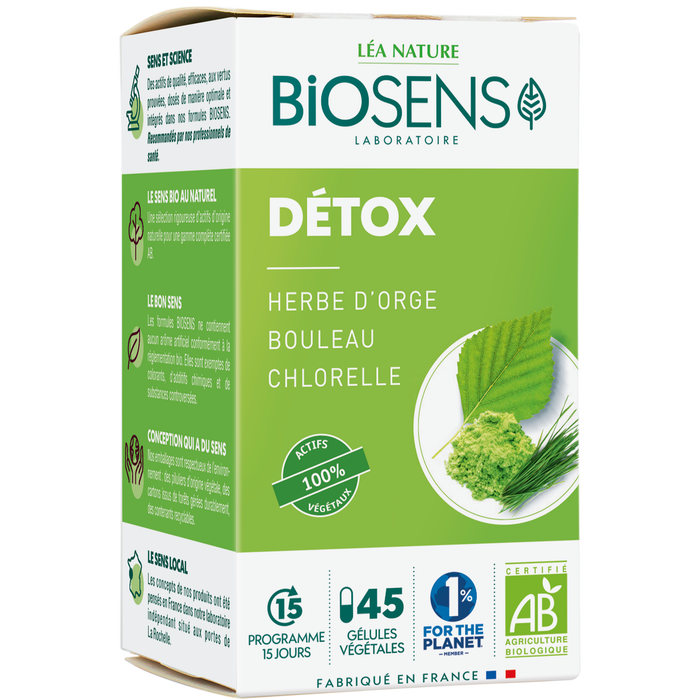 Boho Cosmetics Gelule Vegetale Détox - Herbe D'orge Bouleau Chlorelle - Biosens