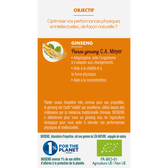 Boho Cosmetics Gelule Vegetale Gingseng - Tonifiant Panax Rouge - Biosens