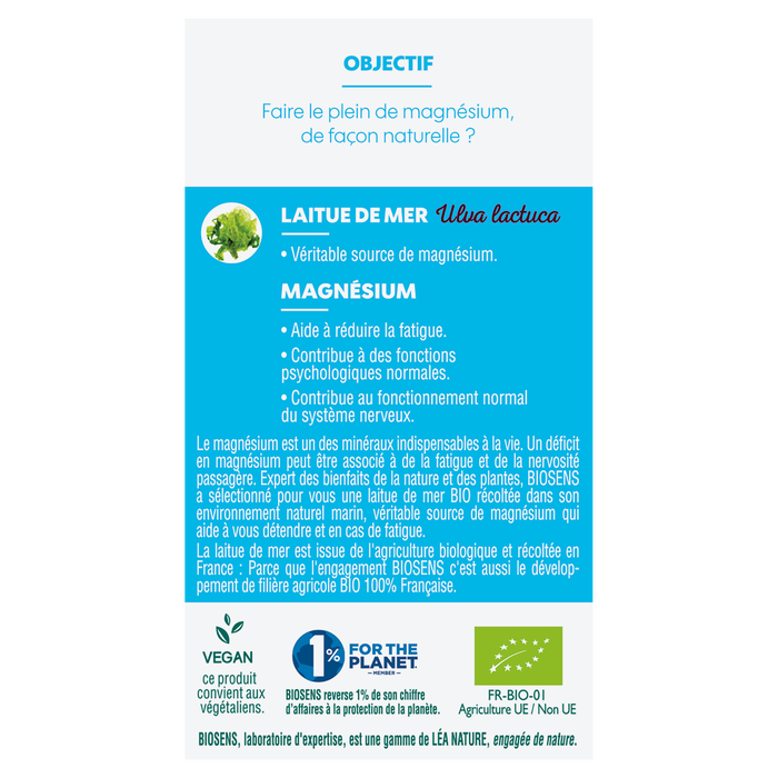 Boho Cosmetics Gélule Végétale Magnésium - Fatigue Nervosité - Biosens